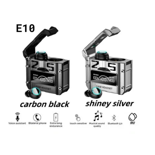 Audio E10 Wireless Bluetooth 5.2 Earbud Rekaan Metalik Gred Profesional - Waranti 1 Tahun