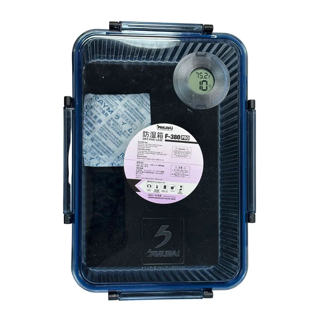 Samurai Dry Box F380 Pro Digital Humidity Meter with Free Blue Silica Gel and Silica Gel Clear Case
