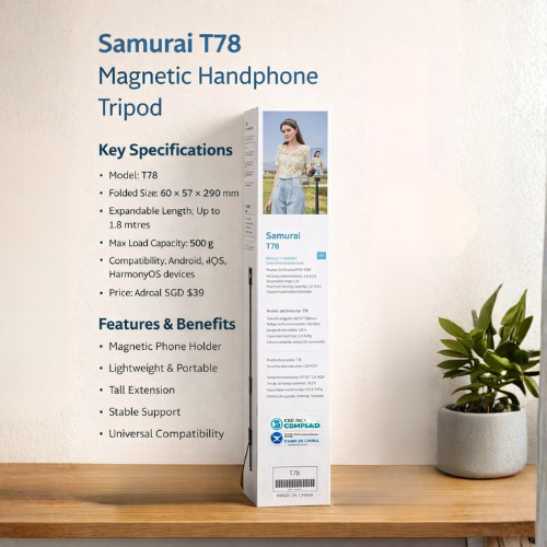 Samurai T78 Magnetic Mobile Handphone Tripod