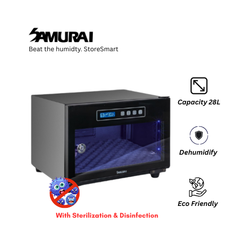Samurai UV sterilizer with UVA sterilization, eco-friendly, and capacity 25L features Dry Cabinets.