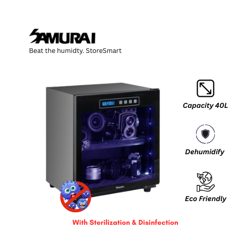 Samurai sterilizer with UVA sterilization, eco-friendly, and capacity 40L features Dry Cabinets.