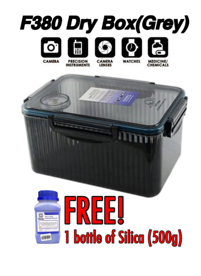 Dry Box F380 (Grey) With Free Silica Gel 1 Bottle(500g) and Silica Gel Clear Case